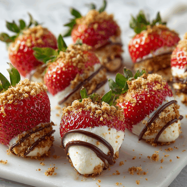 The Ultimate Dessert Experience: Juicy Strawberries Filled with Smooth Cheese and Topped with Crunchy Graham Crumbs