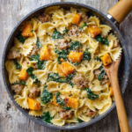 Creamy Roasted Butternut Squash Pasta with Sausage and Spinach