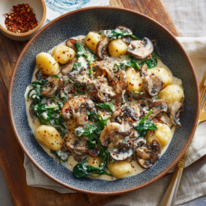 Read more about the article Creamy Spinach and Mushroom Gnocchi (One-Pan, 20 Minutes)