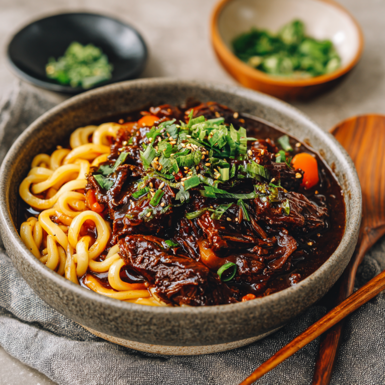 Slow Cooker Korean Beef Noodles Recipe