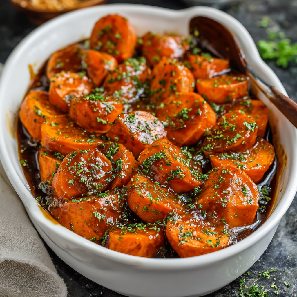 You are currently viewing Oven Baked Candied Yams with Caramel Sauce