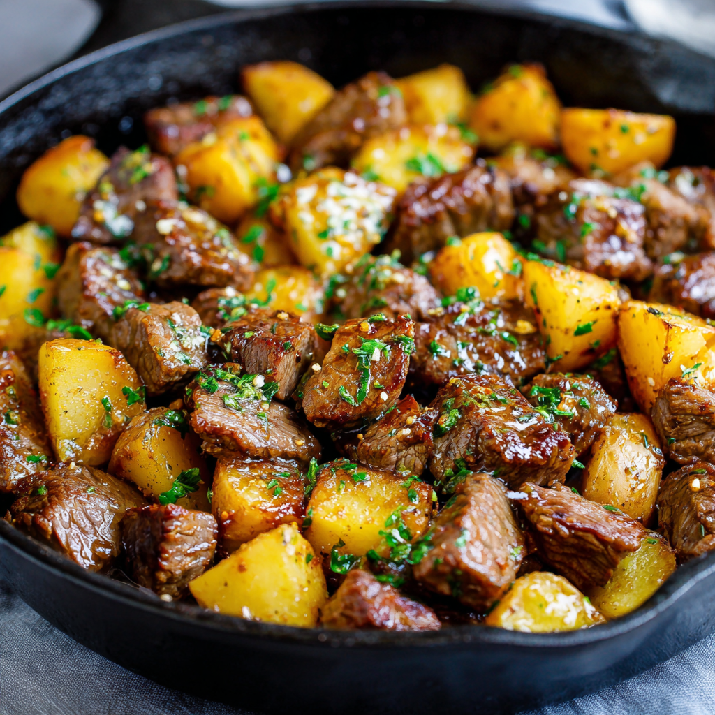 You are currently viewing Garlic Butter Steak Bites and Potatoes (Easy 30-Minute Skillet Dinner)