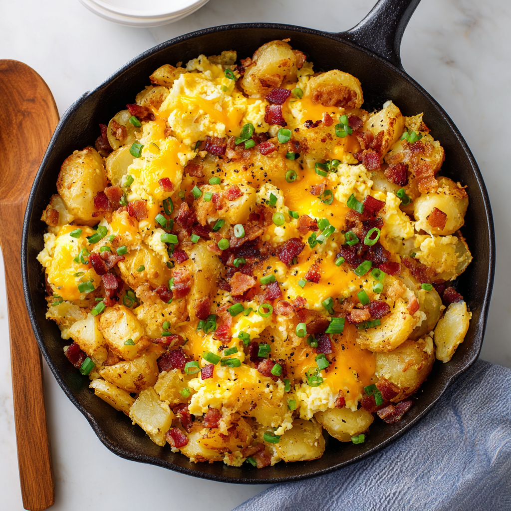 You are currently viewing Cheesy Potato Egg Scramble