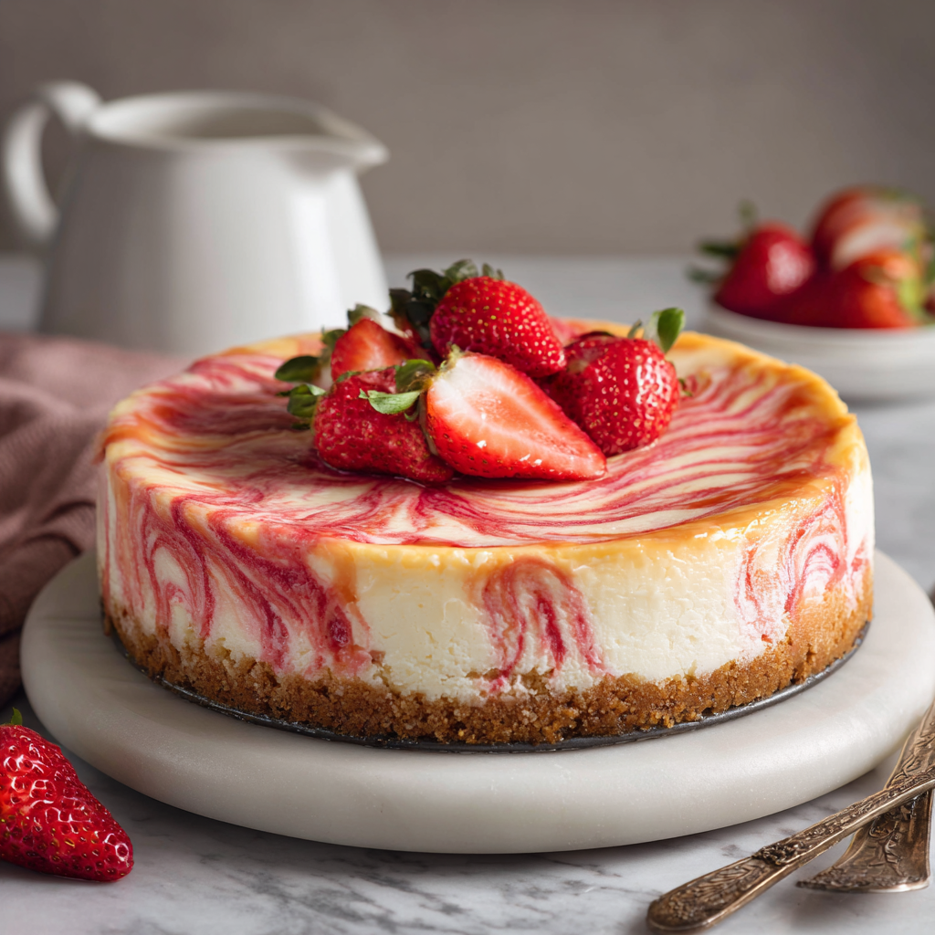 You are currently viewing Strawberry Swirl Cheesecake Recipe