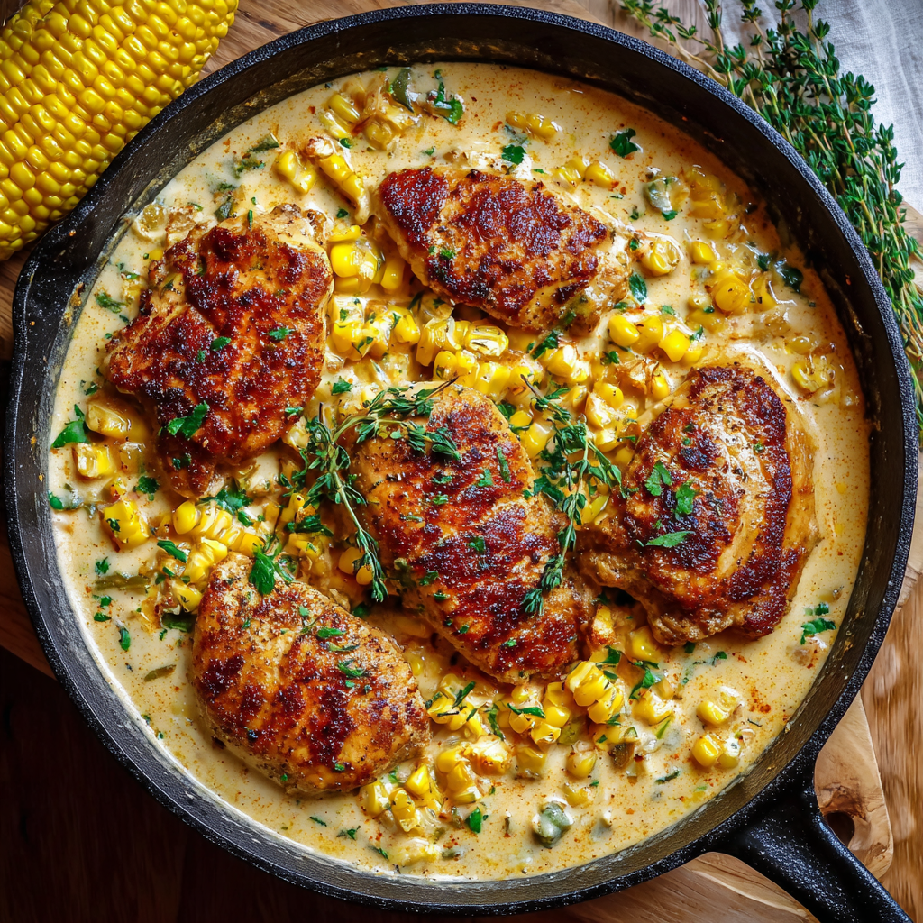 You are currently viewing Skillet Creamy Cajun Chicken Lazone with Herby Corn