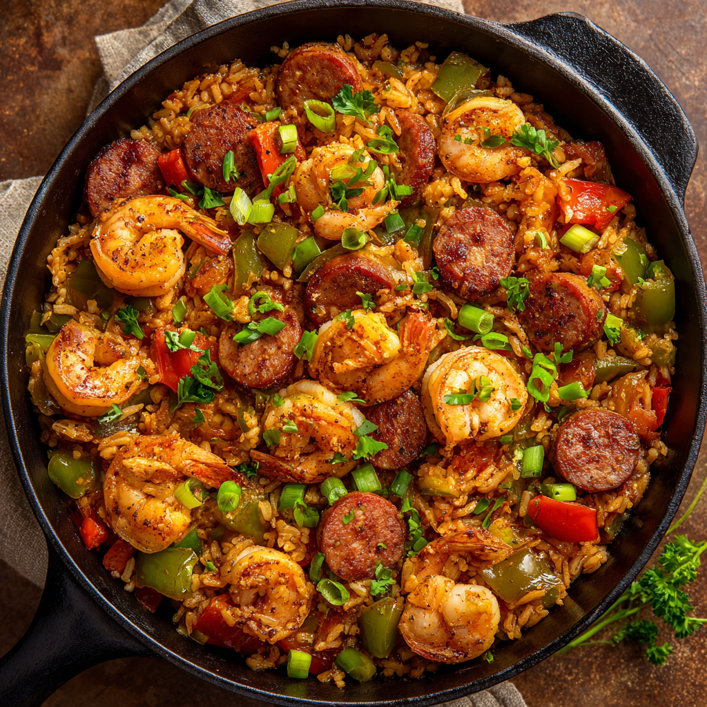 You are currently viewing One Pot Shrimp and Sausage Jambalaya