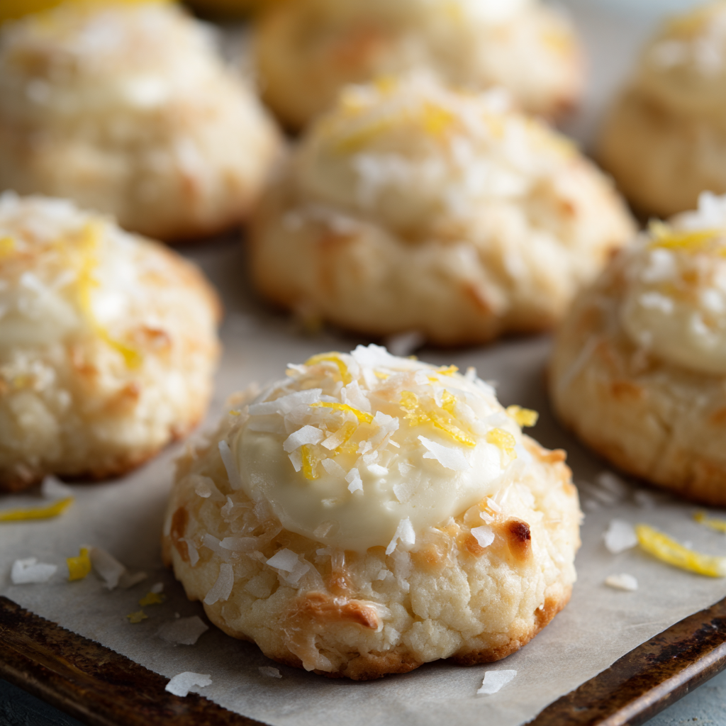 You are currently viewing Lemon Coconut Cheesecake Cookies