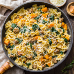 Creamy Roasted Butternut Squash Pasta with Sausage and Spinach