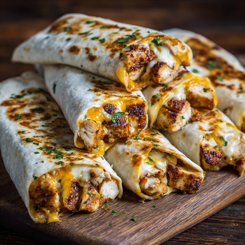 You are currently viewing Cheesy Garlic Chicken Wraps