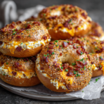 Creamy Bacon Cheddar Stuffed Bagels
