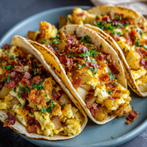 Read more about the article Tasty Baked Breakfast Tacos (Bacon, Potatoes & Eggs)