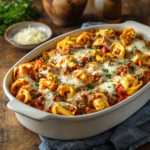 Cheesy Baked Tortellini Casserole with Meat Sauce