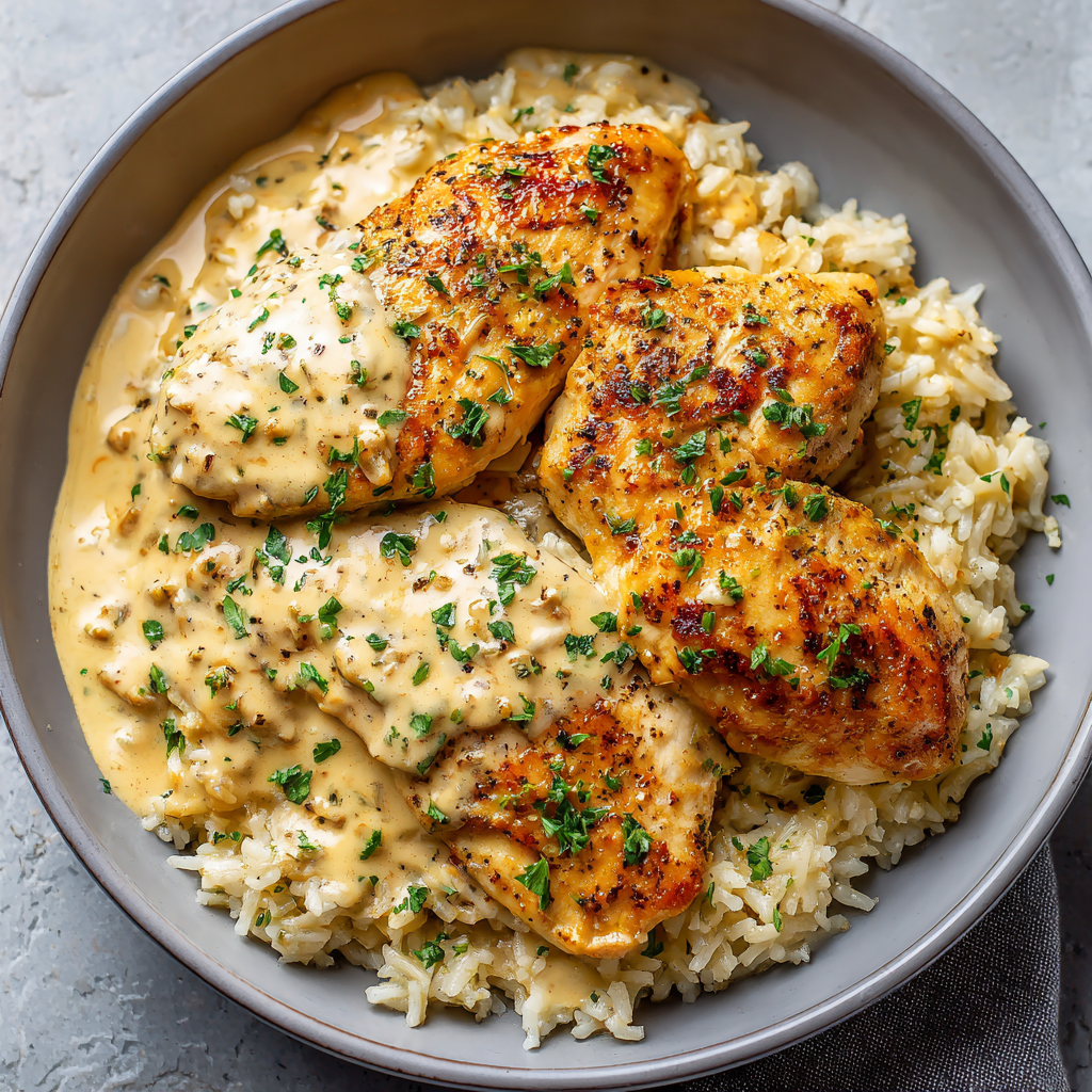 You are currently viewing Creamy Smothered Chicken and Rice Recipe
