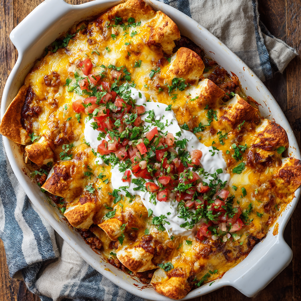 You are currently viewing Breakfast Enchiladas (Eggs, Bacon, Maple Sausage + Cheesy Enchilada-Salsa)