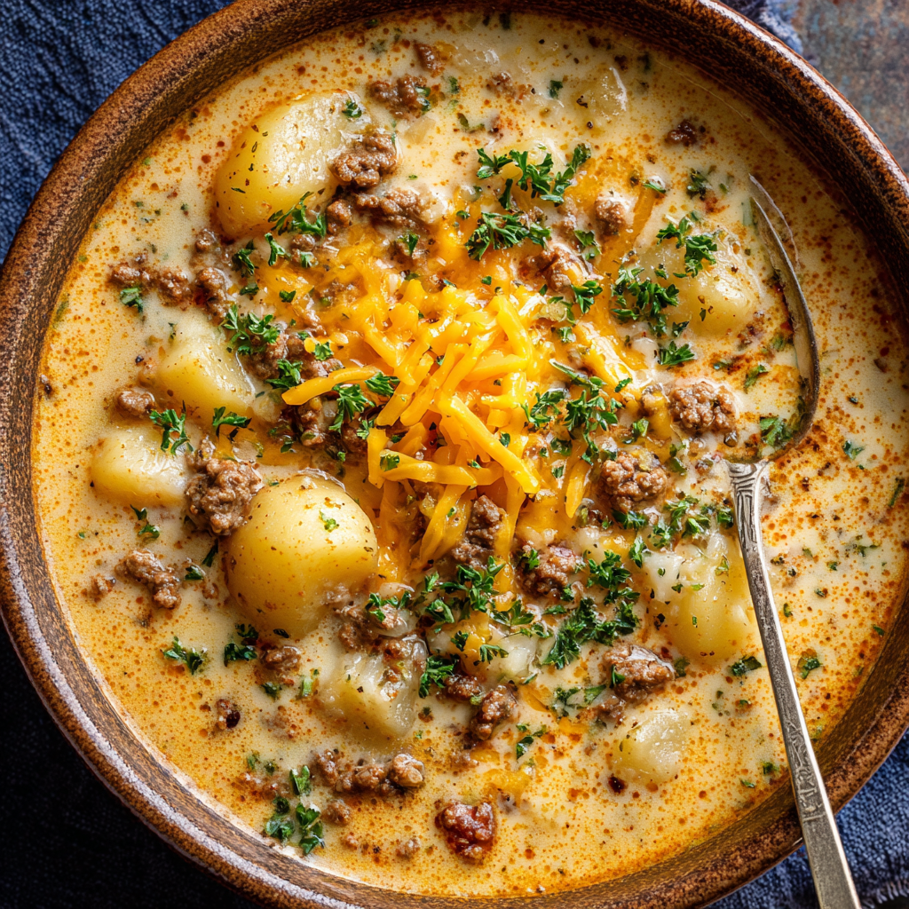 You are currently viewing Cheesy Beef and Potato Soup: The Ultimate Comfort Food You’ll Make Again and Again