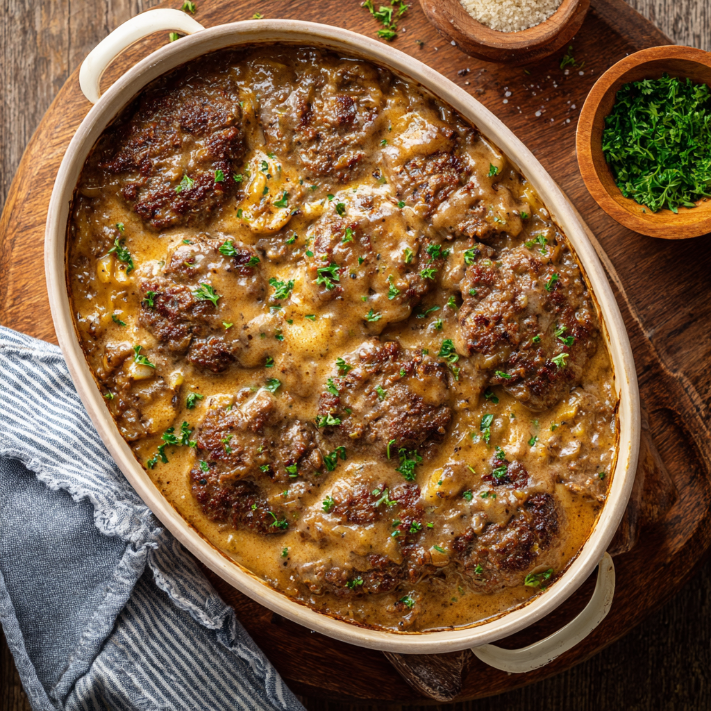 You are currently viewing Amish Hamburger Steak Bake (Hearty Old-Fashioned Comfort Food)
